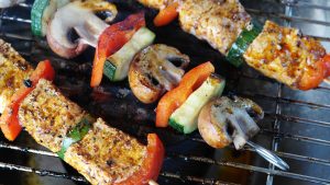 Kebabs on a grill